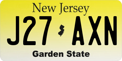 NJ license plate J27AXN