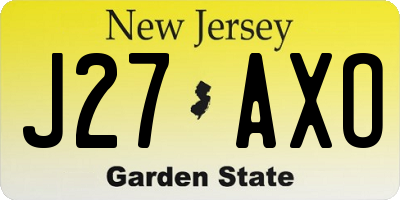 NJ license plate J27AXO