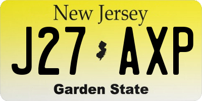 NJ license plate J27AXP