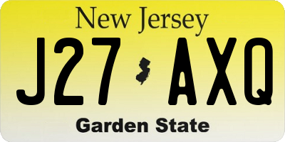 NJ license plate J27AXQ