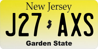 NJ license plate J27AXS
