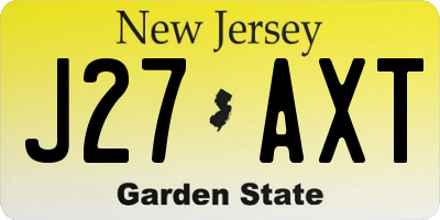 NJ license plate J27AXT