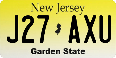 NJ license plate J27AXU