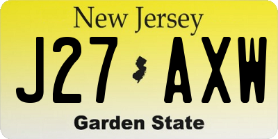 NJ license plate J27AXW