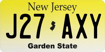 NJ license plate J27AXY