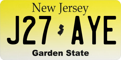 NJ license plate J27AYE