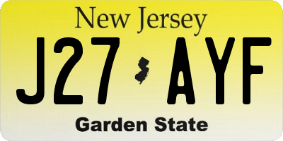 NJ license plate J27AYF