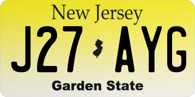 NJ license plate J27AYG