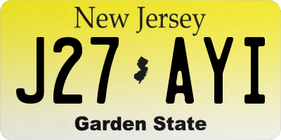 NJ license plate J27AYI