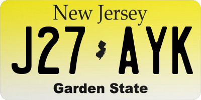 NJ license plate J27AYK
