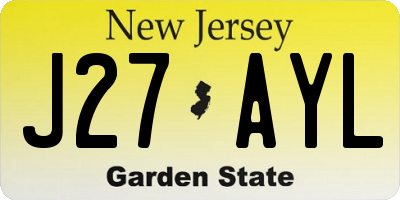 NJ license plate J27AYL