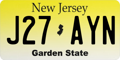 NJ license plate J27AYN