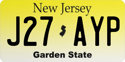 NJ license plate J27AYP