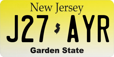 NJ license plate J27AYR