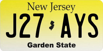 NJ license plate J27AYS