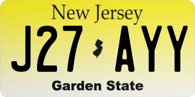 NJ license plate J27AYY