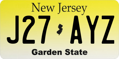 NJ license plate J27AYZ