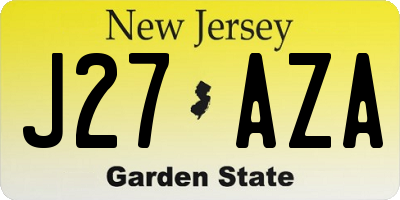 NJ license plate J27AZA
