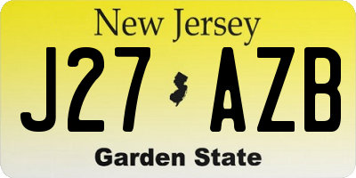 NJ license plate J27AZB