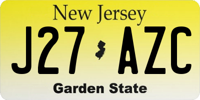 NJ license plate J27AZC