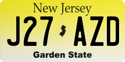 NJ license plate J27AZD