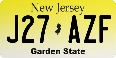 NJ license plate J27AZF