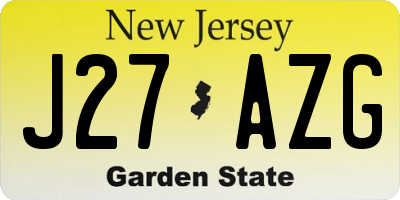 NJ license plate J27AZG