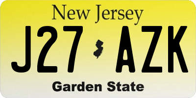 NJ license plate J27AZK