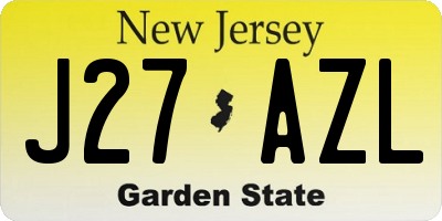 NJ license plate J27AZL