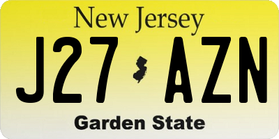 NJ license plate J27AZN