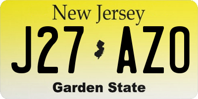 NJ license plate J27AZO