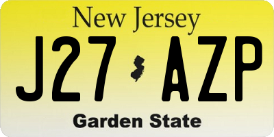 NJ license plate J27AZP