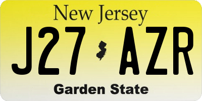 NJ license plate J27AZR