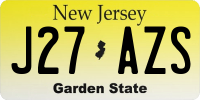 NJ license plate J27AZS