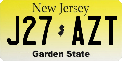 NJ license plate J27AZT