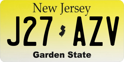 NJ license plate J27AZV
