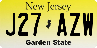 NJ license plate J27AZW