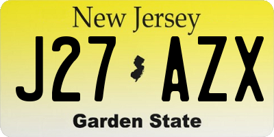 NJ license plate J27AZX
