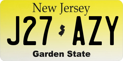 NJ license plate J27AZY