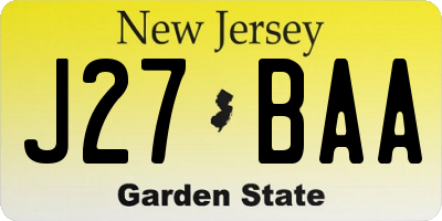 NJ license plate J27BAA