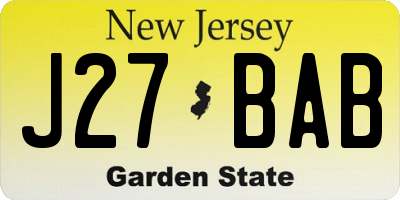 NJ license plate J27BAB