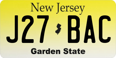 NJ license plate J27BAC