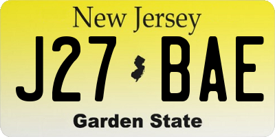 NJ license plate J27BAE