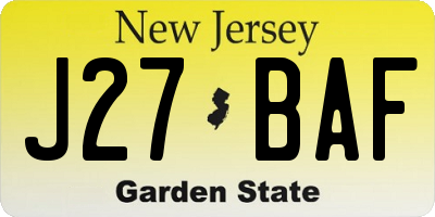 NJ license plate J27BAF