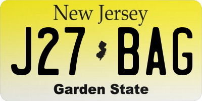 NJ license plate J27BAG