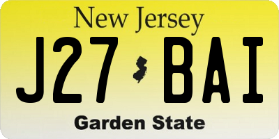 NJ license plate J27BAI