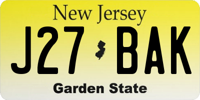 NJ license plate J27BAK