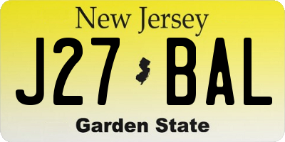 NJ license plate J27BAL
