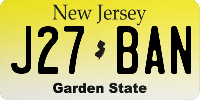 NJ license plate J27BAN