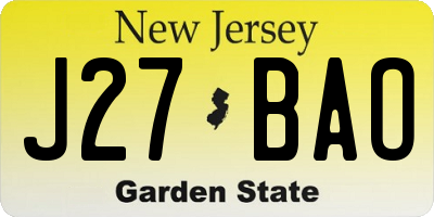 NJ license plate J27BAO